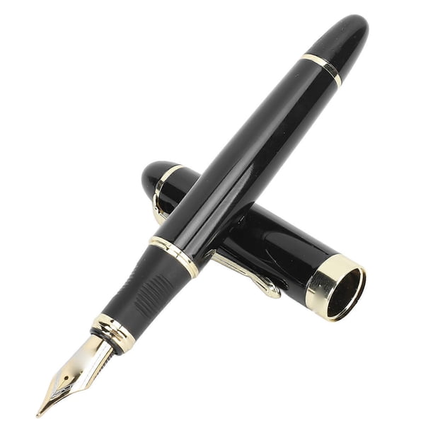 Fountain Pen 0.5mm Ergonomic Smoothly Writing Metal Business Fountain Pen with Pen Clip Ink Pen for Meeting Signatures Japan Black 0.5mm Straight Tip