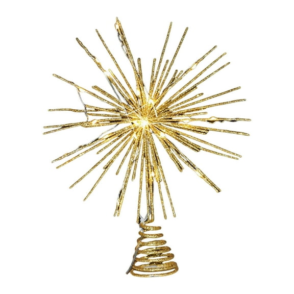 Home Decor Christmas Tree Topper Topper with Led Lights 19 of 76 Lights Twinkling Electroplated 3d Star Universal Topper for Holiday
