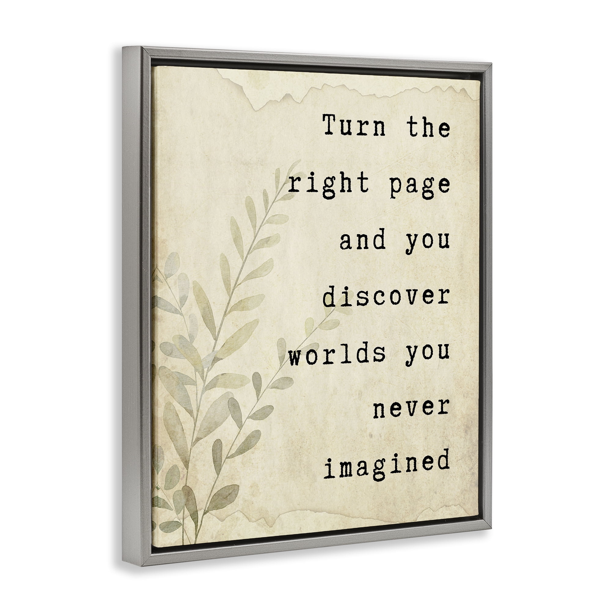 Stupell Industries Literary Wonders Quote Gray Framed Floater Canvas Wall Art, design by Julia Frost