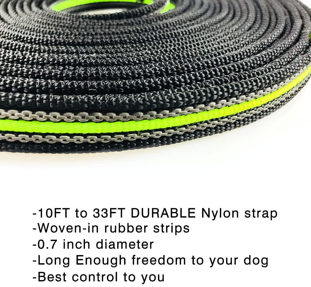 Strong Non-Slip Dog Leash Durable 10ft 17ft 33ft Dog Tracking/Training Lead Leash with Comfortable Padded Handle for Small Medium Large Dogs