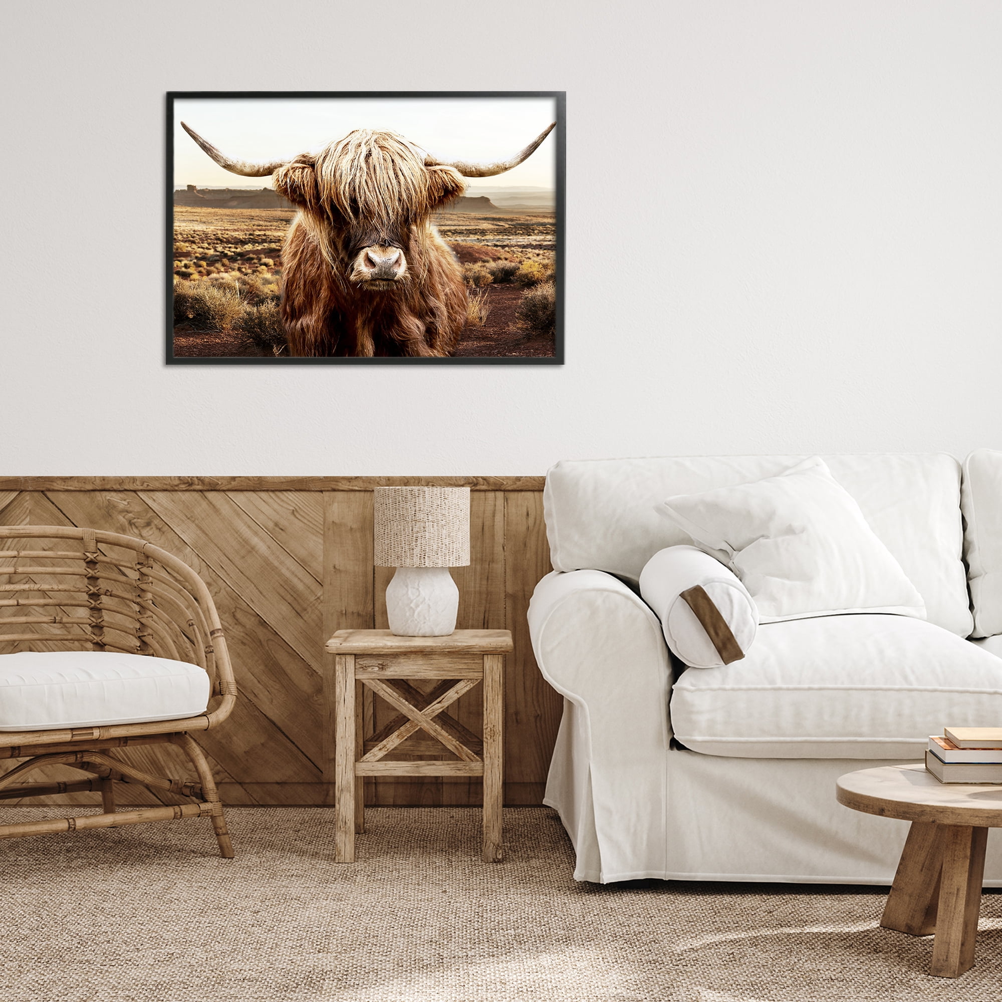 Stupell Industries Rugged Vegetation Cattle Portrait Black Framed Giclee Art, design by CAD Designs