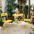 thumbnail image 3 of CRXX 3-Piece Folding Bistro Set, 2 Chairs and 1 Table, Weather-Resistant Outdoor/Indoor Conversation Set for Patio, Yard, Garden-Yellow, 3 of 6