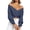 Blue Grey, variant on BTFBM Off The Shoulder Sweater for Women Winter Fall Fashion V Neck Long Sleeve Ribbed Knit Wrap Cropped Sweaters