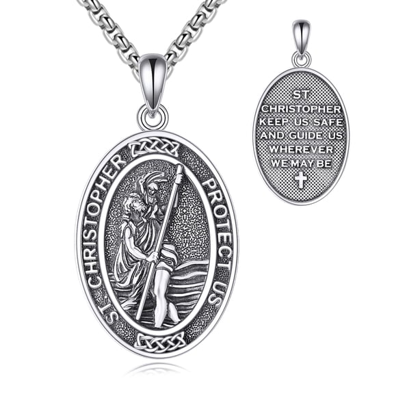 925 Sterling Silver St Christopher Necklace for Women