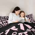 thumbnail image 4 of Meiyoeat Chic Bow Print Full Size Comforter Sets 3-Piece, Minimalist Silhouette Pattern Bedding Comforter Set, Pink Black,Black Reversible, 4 of 6
