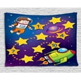 thumbnail image 1 of Kid's Activity Tapestry, Space Themed Educational Numbers Game Astronaut Reaching to the Spaceship, Wall Hanging for Bedroom Living Room Dorm Decor, 60W X 40L Inches, Multicolor, by Ambesonne, 1 of 2