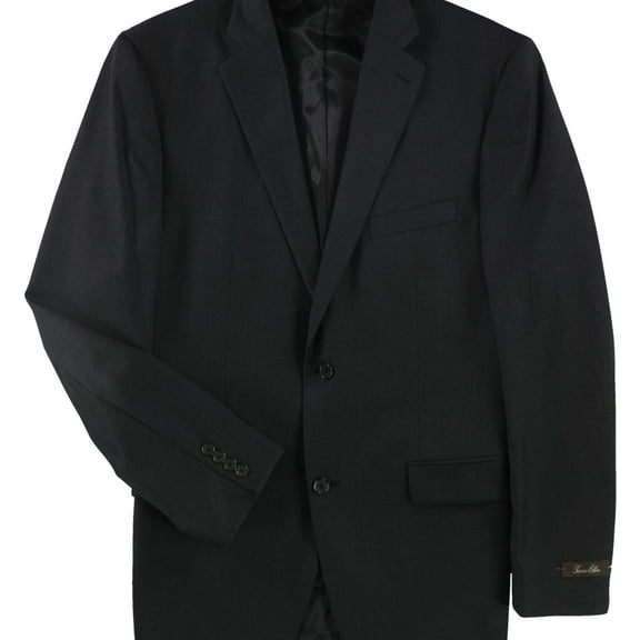 Tasso Elba Mens Solid Two Button Blazer Jacket, Grey, 42 Long