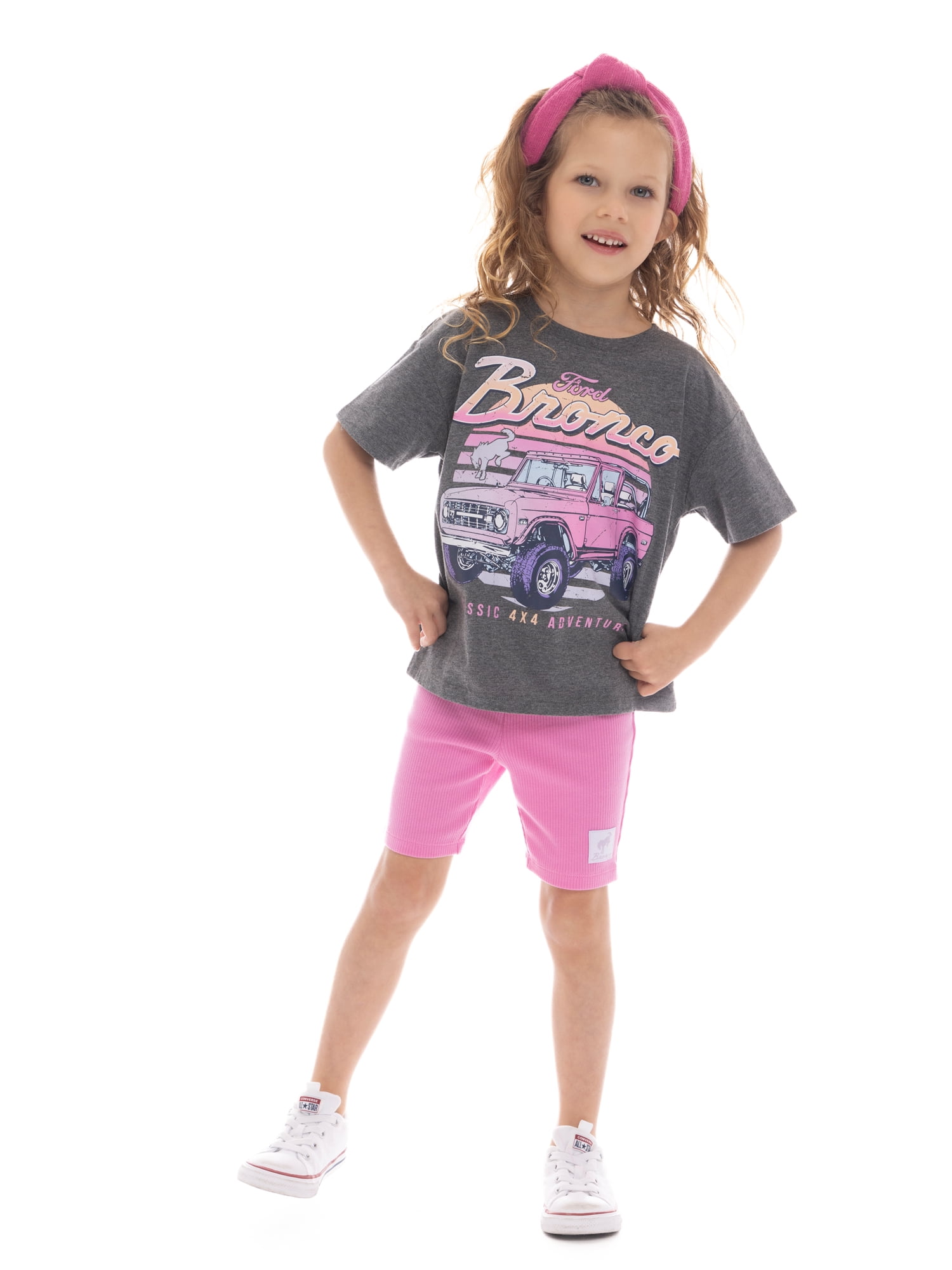 Ford Bronco Toddler Girls Graphic Tee and Bike Shorts Set, 2-Piece, Sizes 2T-5T