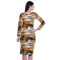 thumbnail image 5 of Moomaya Printed Full Sleeve Bodycon Dress for Women Scoop Neck Side Slit Casual Clothing, 5 of 8