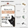 thumbnail image 3 of Vintage Black Cat Metal Sign-"Welcome To The Bathroom A Cat Will Be With You Shortly"Funny Tin Poster Signs For Bathroom Home Dorm Decor 8 X 12 Inch, 3 of 7