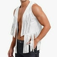 thumbnail image 1 of Men's Outerwear Vest for Everyday Wear Traditional Velvet Buttonless Mid Length Tassel Deer Skin Style, 1 of 4