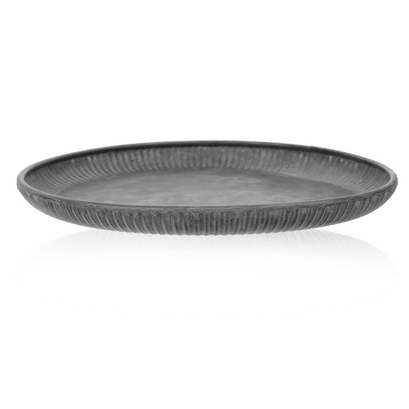 WRITWAA Grey Galvanized Metal Tray Decorative Round Tray for Home Display and Serving