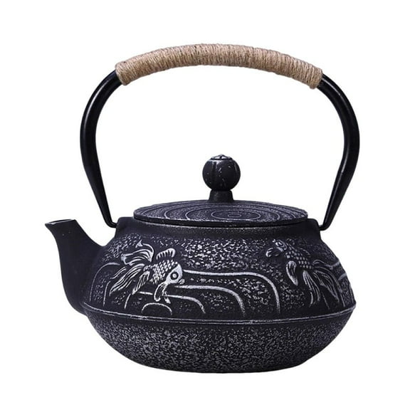 Cast iron tea kettle, tea kettle tea accessories handmade with pattern teapot made of iron retro in Japanese style elegant for electromagnetic ovens and gas stoves