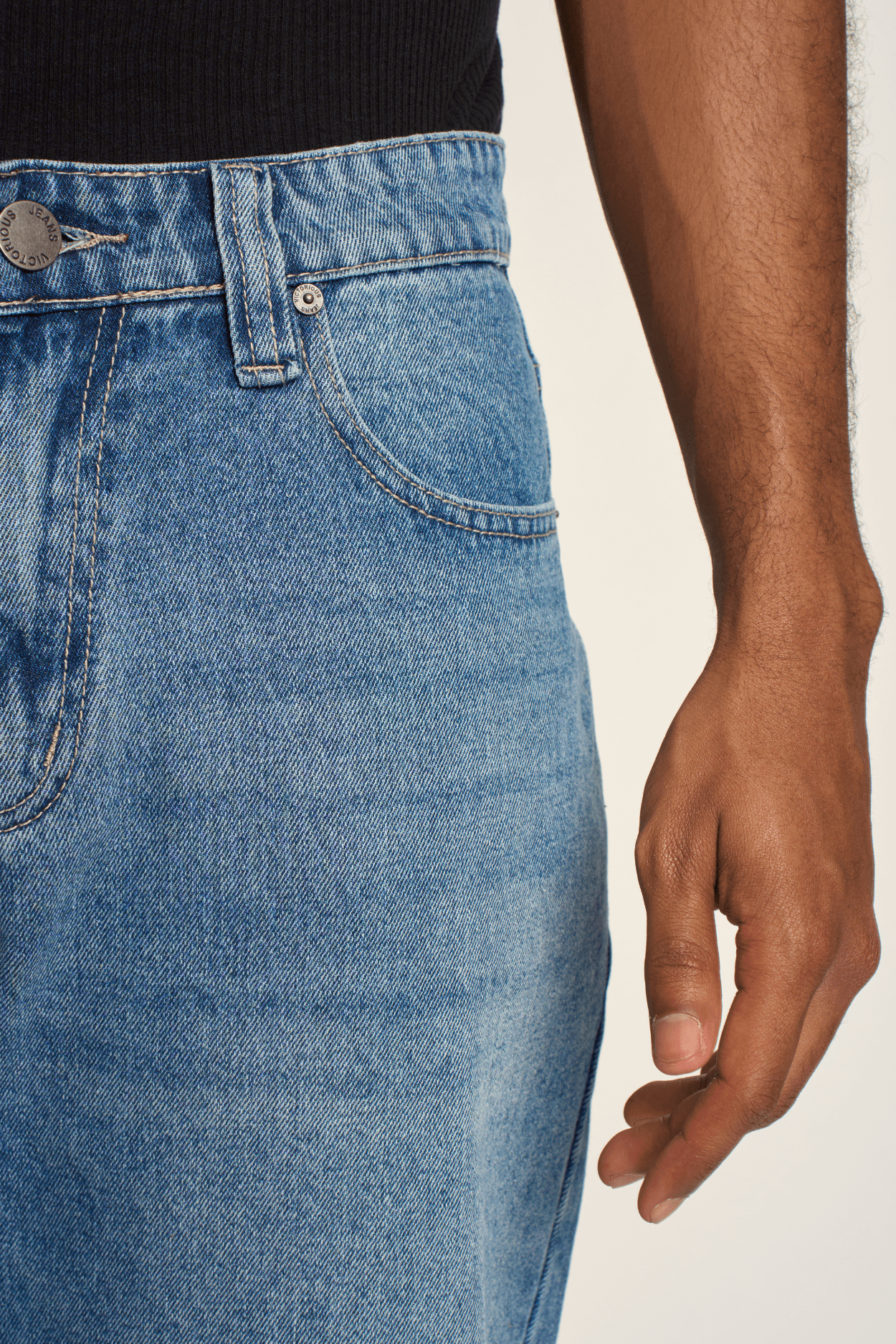 Victorious Men's Baggy Wide Denim Jeans Indigo 3032, Relaxed Fit