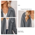 thumbnail image 6 of Sarapandan Women Lapel Jacket Pure Color Chest Pocket Button Closure Long Sleeves Machine Washable Casual Coat for Winter Autumn Dark Gray M, 6 of 6