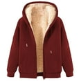 thumbnail image 3 of Yeaiivve Winter Jakcets for Women Sherpa Lined Zip Up Hoodies Outdoor Warm Casual Athletic Sweatshirt Jacket Wine L, 3 of 5