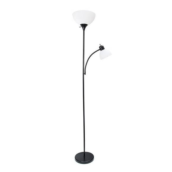 Simple Designs Floor Lamp with Reading Light&#44; Black
