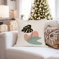 thumbnail image 4 of Ethan Taylor Botanical Throw Pillow Soft Cushion Cover 'Bohemian Monstera Botanicals Monstera Leaf' Bohemian Pattern Decorative Square Accent Pillow Case, 16x16 Inches, Black, Pink, 4 of 5