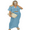 Blue, variant on LYMAYTER Women Casual Dresses Set Knit V-Neck Button Short Sleeve Top Bodycon Long Skirt 2 Piece Outfits S-L