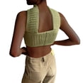 thumbnail image 3 of Listenwind Women's Summer Knitted Holllow Out Tank Tops Strapless Backless Slim Stretch Halter Crop Top Elegant Vest, 3 of 7