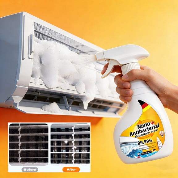 Air Conditioner Foam Cleaner, Powerful Foam Type Deep Cleaning Solution, Fast-Acting No-Disassemble Descaling Deodorizing for Household Indoor Outdoor AC Unit Coil Cleaning