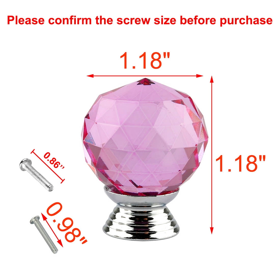 Unique Bargains 1.18" Crystal Glass Cabinet Knob Polished Chrome