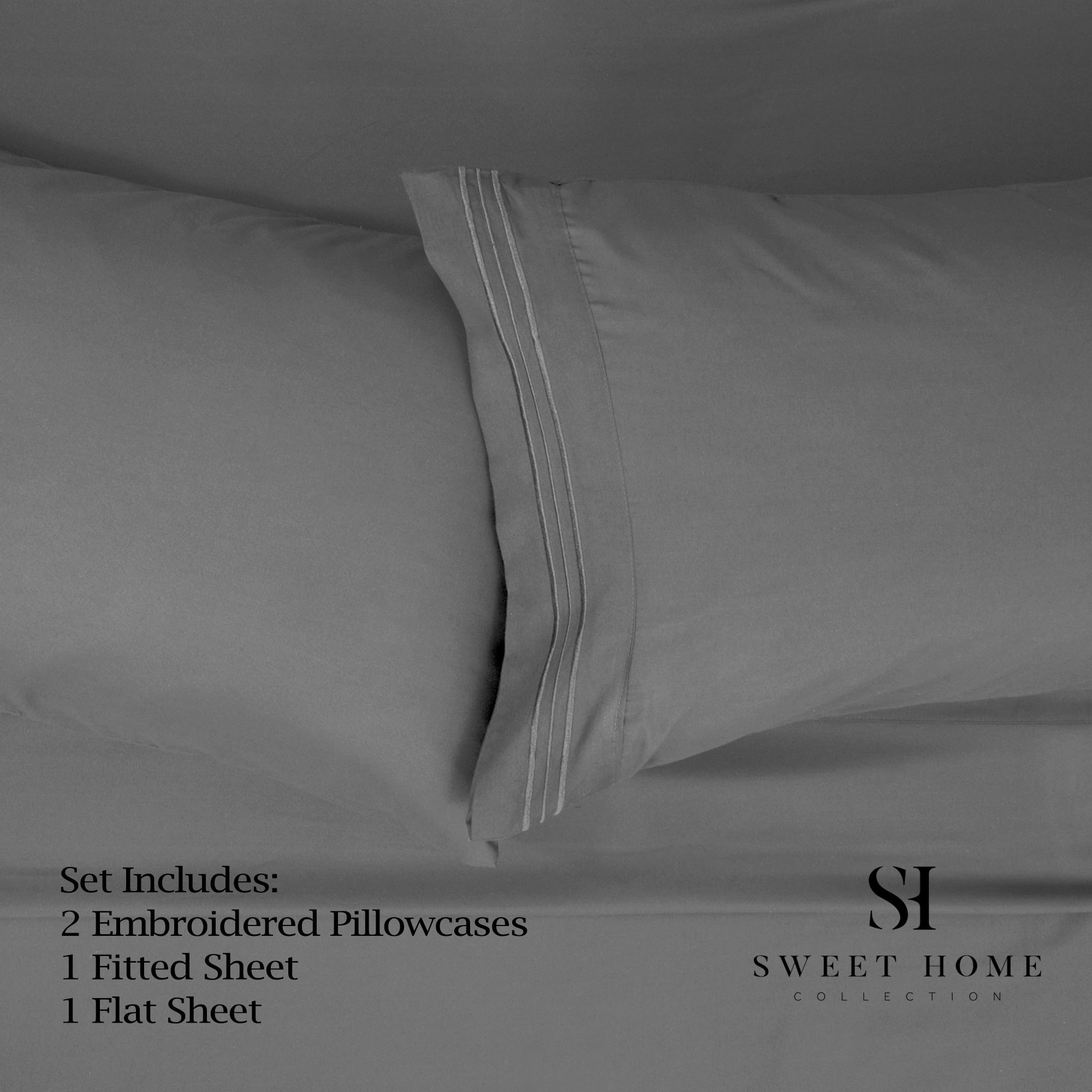 Sweet Home Collection 1500 Series Bed Sheets - Extra Soft Microfiber Deep Pocket Sheet Set - Gray, Full