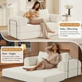 thumbnail image 4 of COOLHUT 63" W Combination Sofa, Sponge Floor Sofa, High Rebound Density Sponge Sofa Couch with Two Big Pillows, Six Forms Floor Sofa Couch Three Seats Sofa Bed for Living Room, Bedroom, Beige, 4 of 13