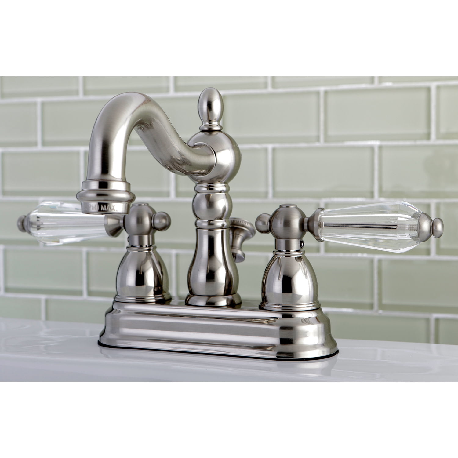 Kingston Brass KB1608WLL 4 in. Centerset Bathroom Faucet, Brushed Nickel