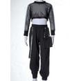 thumbnail image 2 of TiaoBug Kids Girls 2 Piece Hip Hop Street Dance Costume Outfits Fishnet Crop Top Cargo Pants Sport Outfits Black 14, 2 of 7