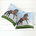 thumbnail image 2 of Ambesonne Nature Throw Pillow Cover 2 Pack, Horse Pacing on Grass, 16", Blue Green Brown, 2 of 6