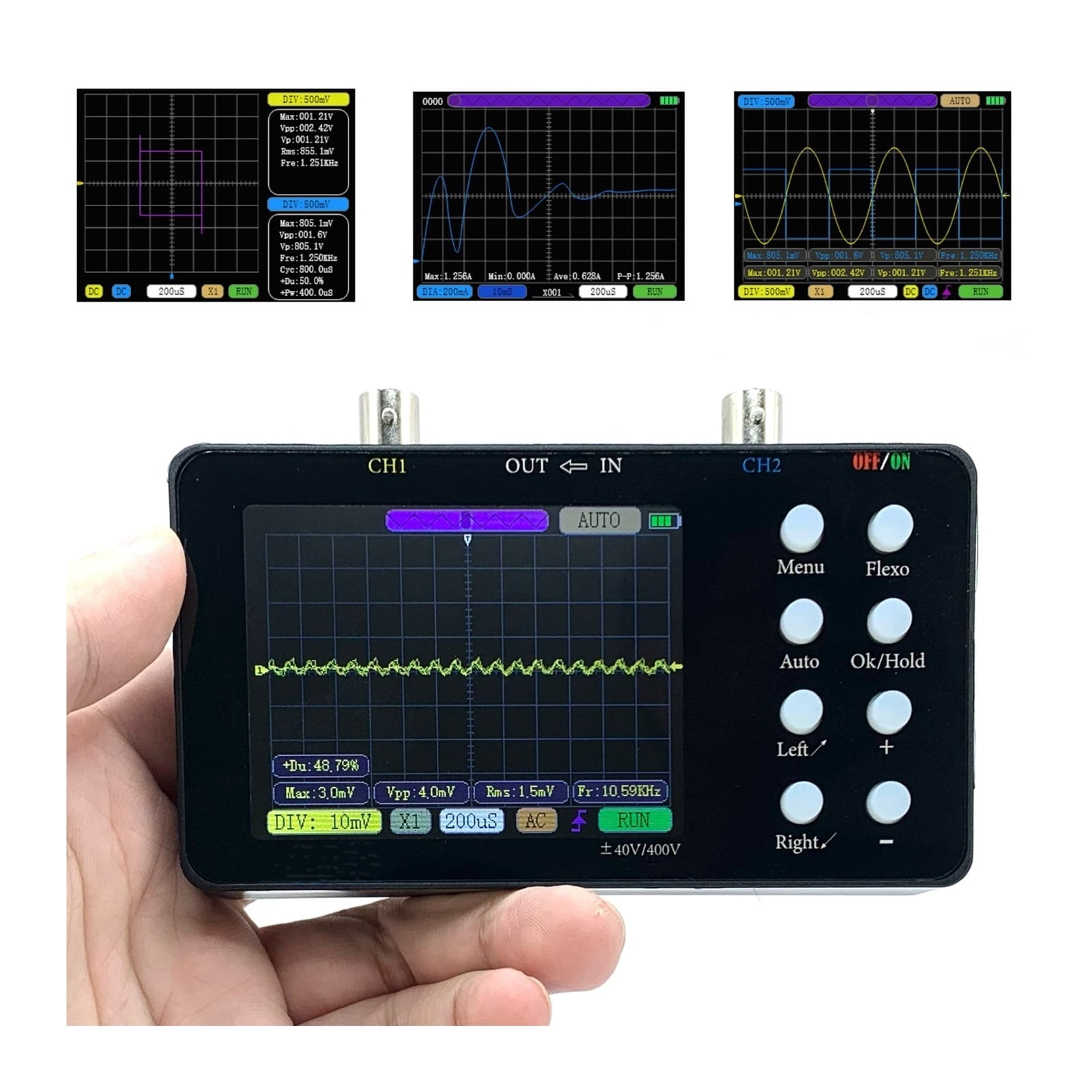 2 Channels Digital Oscilloscope 50M Sampling Rate 10Mhz Analogue Bandwidth Patterns 6A Current Waveform Measurement ,Professional Designed