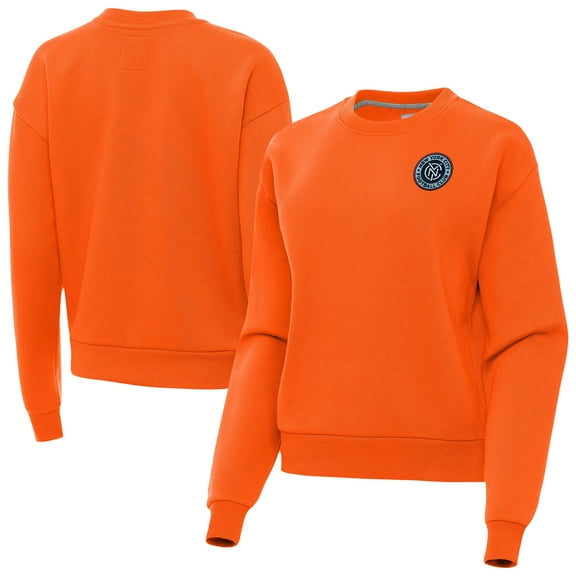 Women's-Antigua Orange New York City FC Victory Pullover Sweatshirt