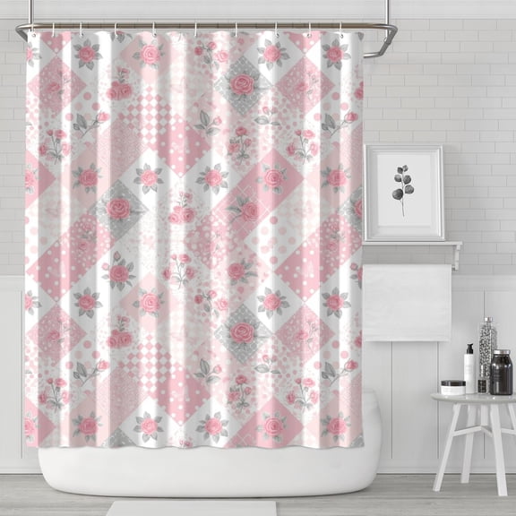 Pioneer Flower Floral Print Pattern Shower Curtain 84"x72", Bathroom Decorative Shower Curtain Set with 12 Hooks, Waterproof Washable