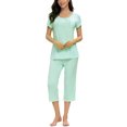 thumbnail image 3 of MINTLIMIT Femmes Manches Courtes Tops et Pantalons Capri Pyjama Ensembles Solides, 3 of 4