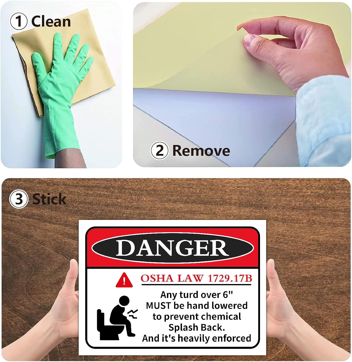 5Pcs OSHA Law 1729.17B Warning Sign Sticker 10 × 7In PVC Self Adhesive Notice Paster Safety Label for Office Indoor Outdoor Workplace Rectangle Danger Remind Keep Hands Down Strong Adhension