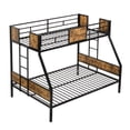 thumbnail image 5 of Bunk Bed Twin Over Full with Trundle, Metal Loft Bed with 2 Side Ladders, Twin Size Trundle Bed with Wheels, Space-Saving, No Box Spring Needed, Black+Brown, 5 of 7