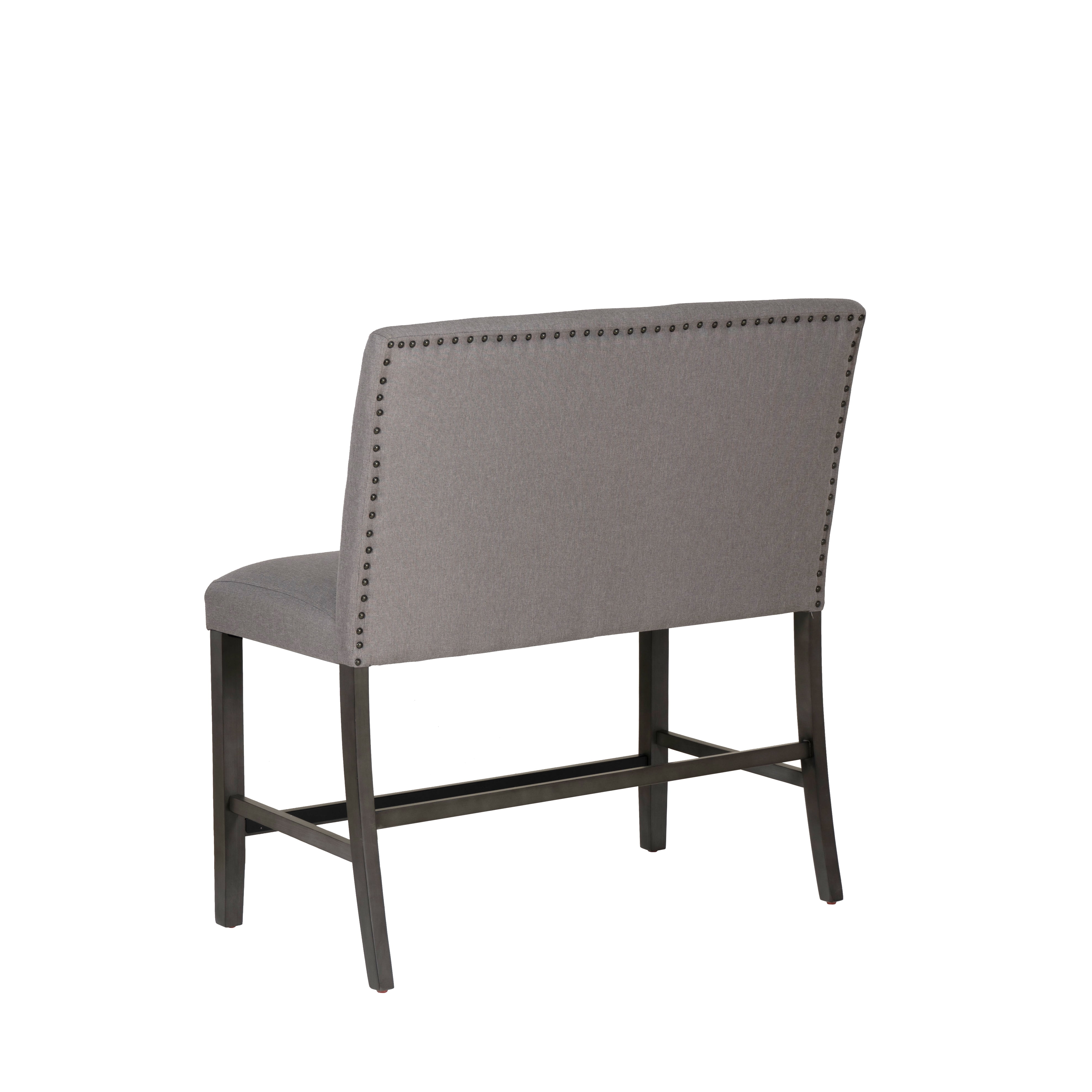 Powell Thewlis 25" Upholstered Farmhouse Counter Height Bench, Gray