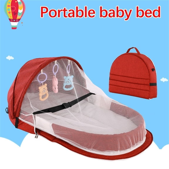 Portable Folding Anti-Pressure Bed – Lightweight Travel Cot with Breathable Mesh, Compact Camping & Outdoor Bed, Foldable Carry Basket for On-the-Go Use Red