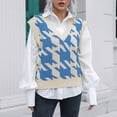 thumbnail image 5 of Womens Fall Fashion 2022! QLEICOM Sweaters for Women, Women‘s V-neck Multicolor Knitted Sweater Houndstooth Casual Fashion Sleeveless Vest Jacket Coat Tops On Clearance, 5 of 5