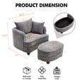 thumbnail image 2 of Aukfa Oversized Accent Chair with 2 in 1 Storage Ottoman,Sofa Chaise Chair Armchair for Living Room Bedroom,Gray, 2 of 8