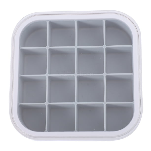 16 Grid Silicone Hielo Cubo Molde Bebida Bebida Cubo de hielo Molde de fundición con tapa
