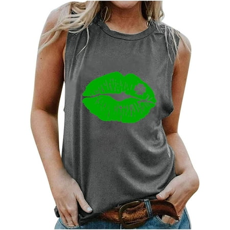 

SOOMLON St Patricks Day Scrub Tops for Women Summer Short Sleeve Nursing Uniform with Pocket V-Neck Green Gnomes Print Workwear Print Tank Tops Summer Beach Funny Graphic Tanks Vest Blouse L