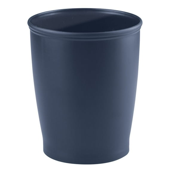 mDesign Small Plastic Bathroom Garbage Can - 1.6 Gallon - Navy Blue