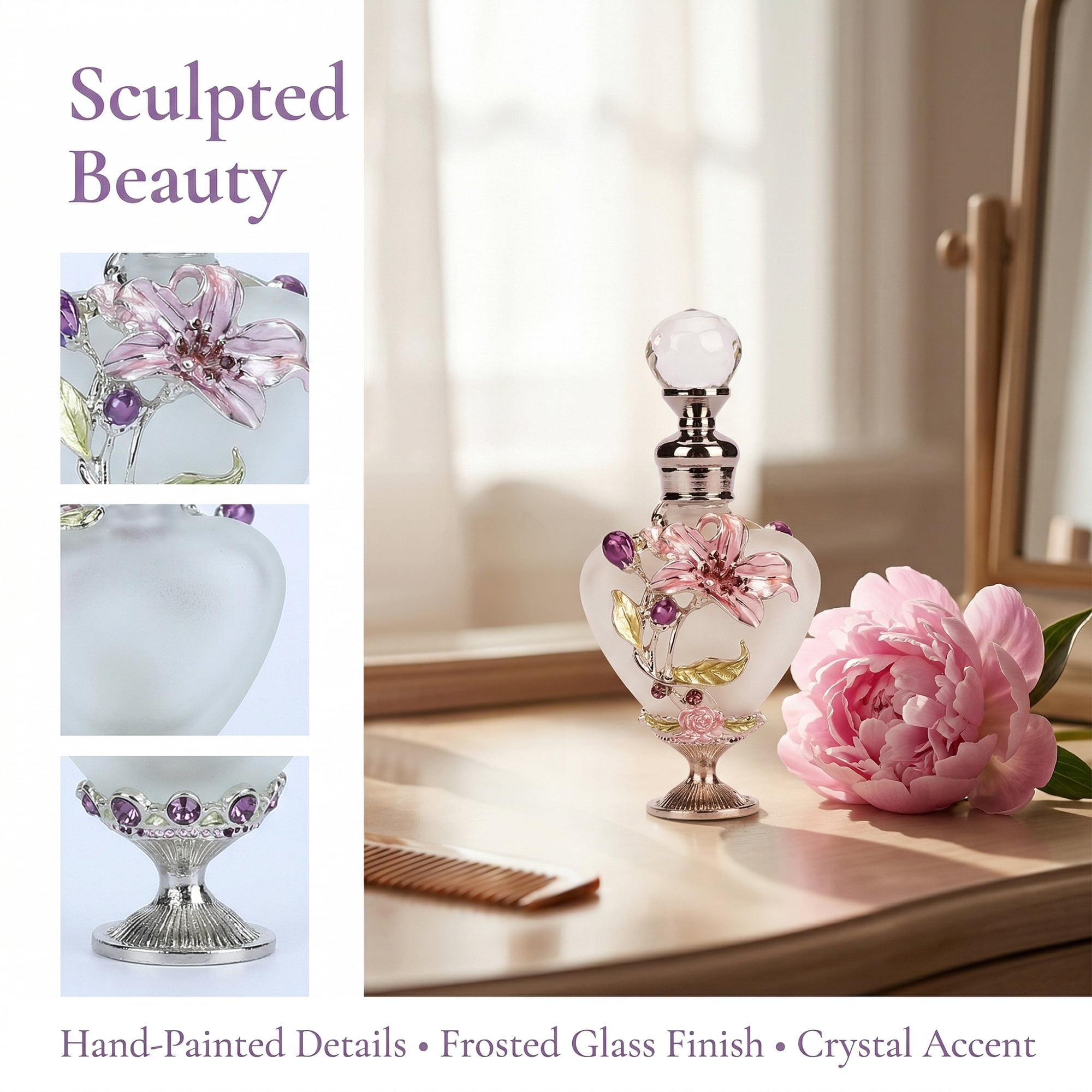 Unique Bargains Mini Heart Shaped Glass Bottles with Swing Top Purple 2.6" x 2.6" x 4.3"