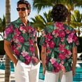 thumbnail image 7 of Psesaysky Hawaii Red Hibiscus Palm Midi Dress for Women Summer Aloha Shirts for Men Husband and Wife Matching Clothes Couple Party Outfits Sets Flared Tunic Dress Mens T Shirt for Beach, 7 of 7