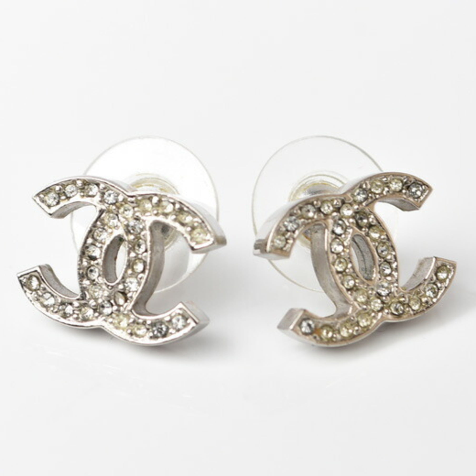 CHANEL CC Logos Dangle Earrings Rhinestone Earrings Gold Tone Auth q10606   eBay