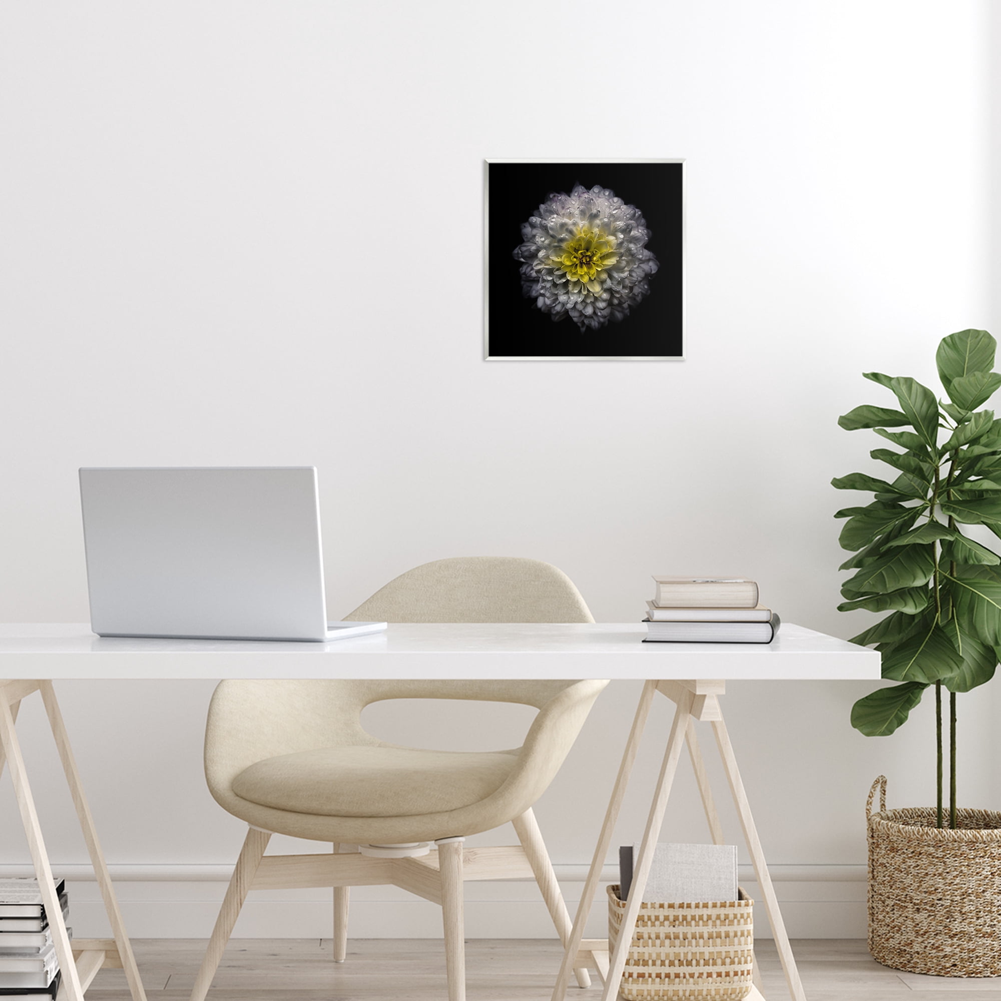 White And Yellow Mum Wall Plaque Art, design by Brian Carson Photography