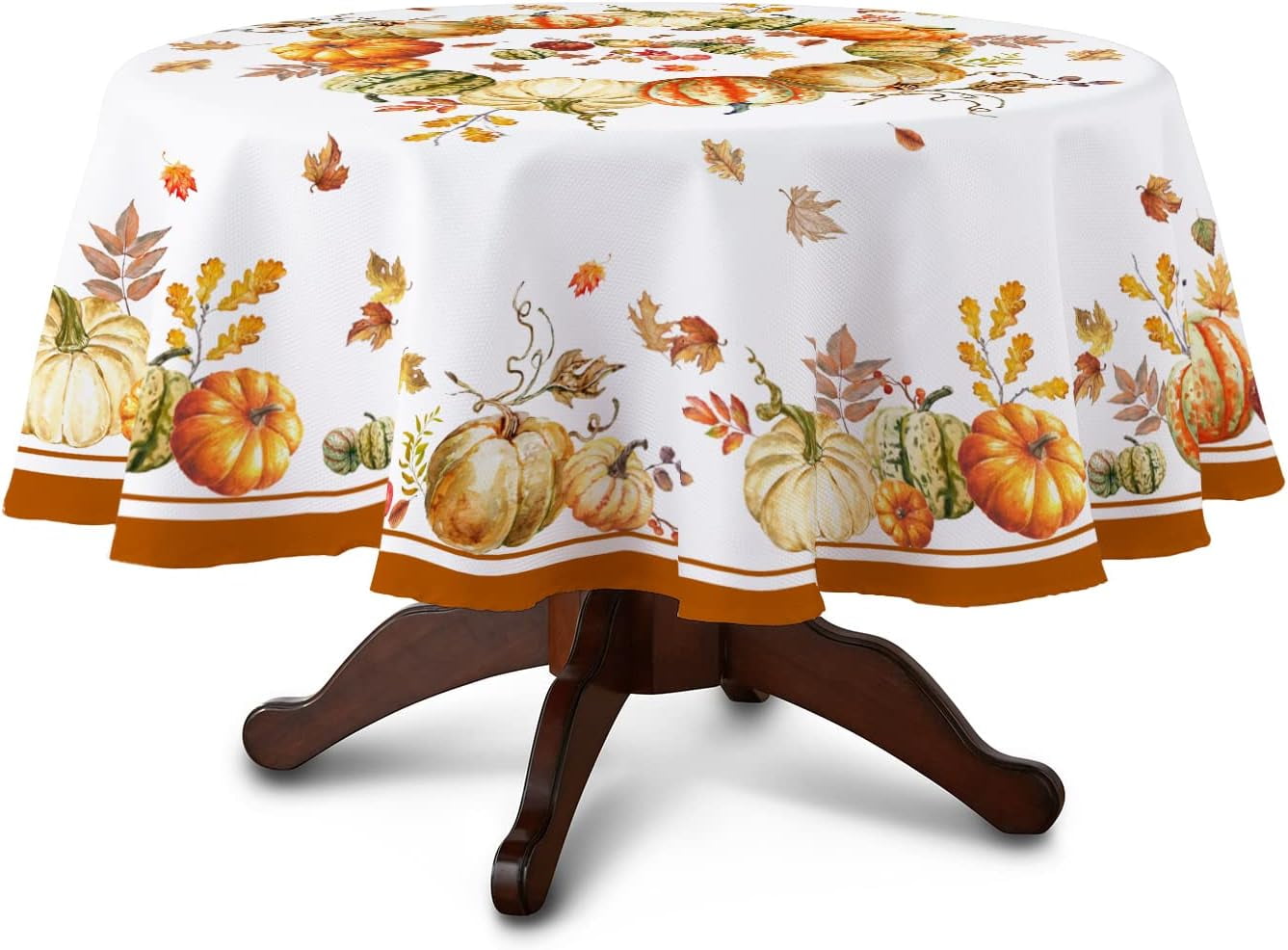 Fall Tablecloth Round, Thanksgiving Tablecloth Round With Fall Pumpkin