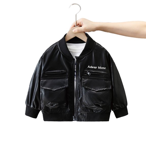MXIEZI 1-12T Kids Baby Boys Fall Lapel Leather Outerwear Coats Toddler Spring Casual Jacket